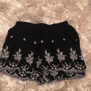 Black and white cotton shorts.